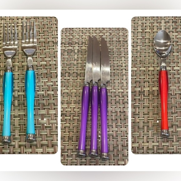 Gibson 6 -piece Replacements / Expansion Blue Purple and Red Stainless Flatware - Picture 10 of 10